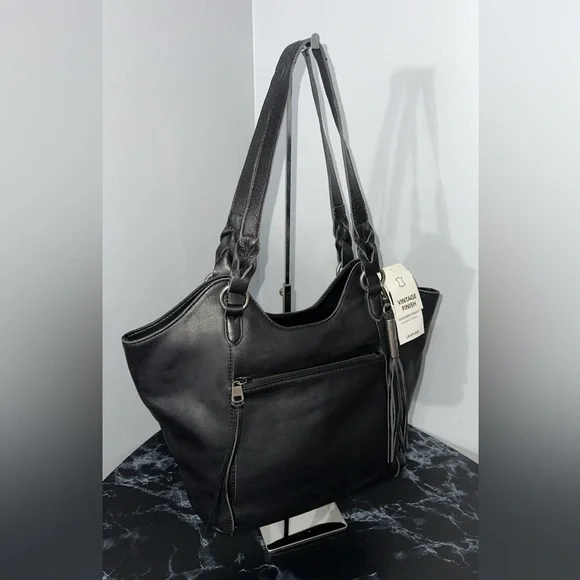The Sak Handbag Sierra Leather Black Shopper Shoulder Bag AUTHENTIC NWT - Picture 1 of 12